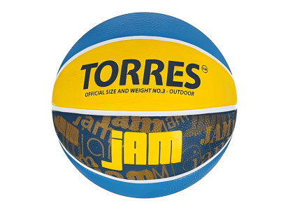 Мяч баскетбольный TORRES Jam, B02043, резина, клееный, 8 панелей, р. 3